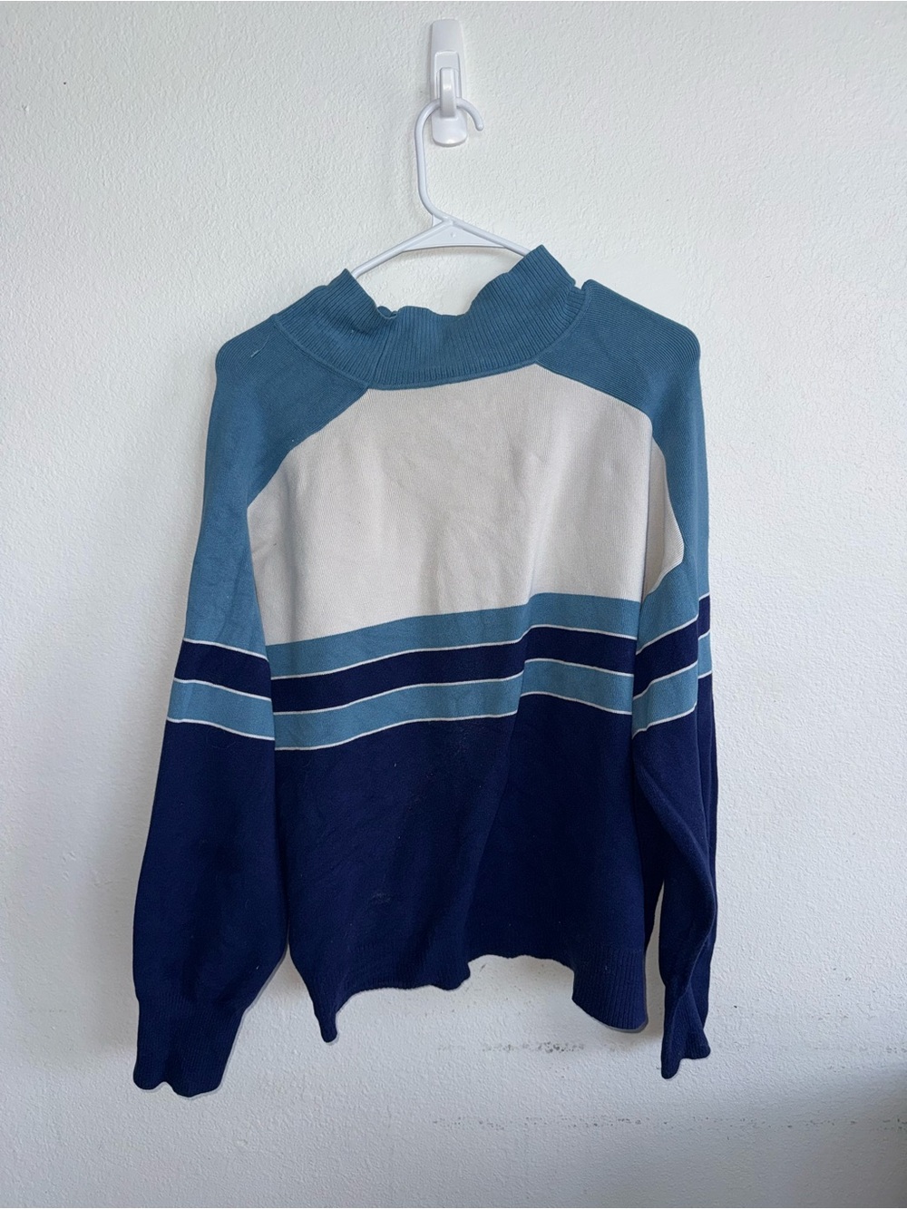 Free People Striped Crewneck Sweater in Navy, Light Blue & White - Picture 2 of 4